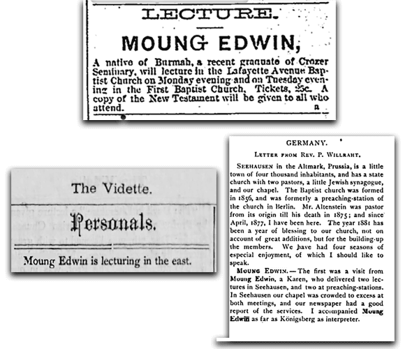 Newspaper clippings of Moung Edwin's presentations