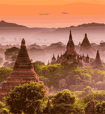 Image of Buddhist temples in Burma