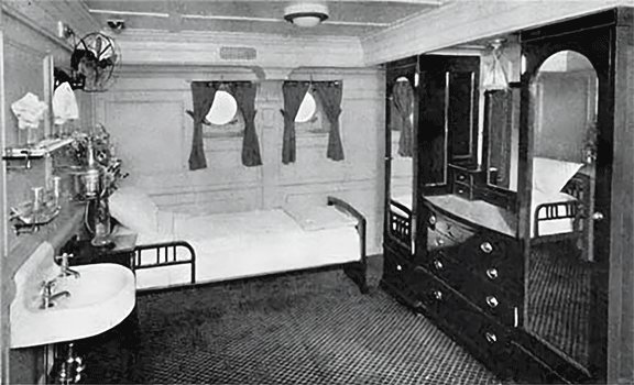 Image of interior cabin on the Presidential Liner Steamship