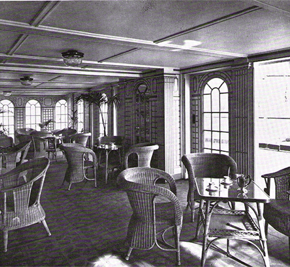 Historic photo of the interior dining hall on Empress of Russia circa 1930s