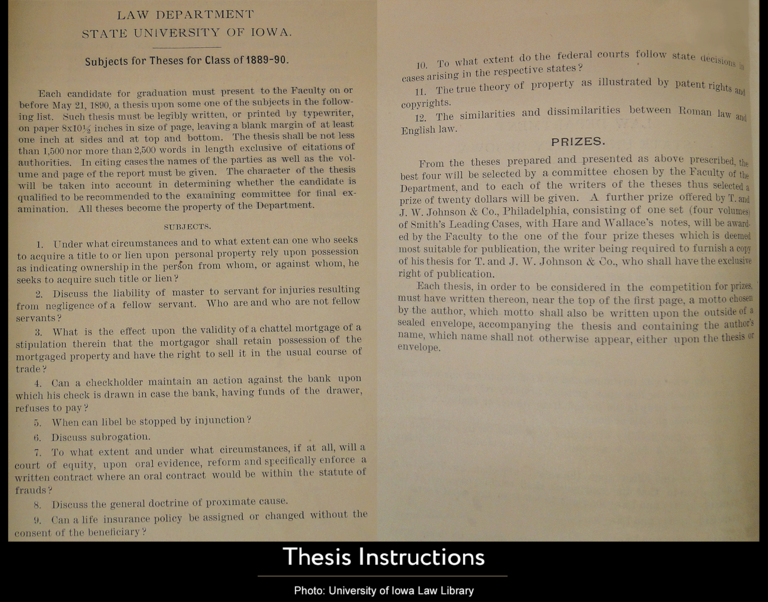 Copy of the 1890 thesis questions