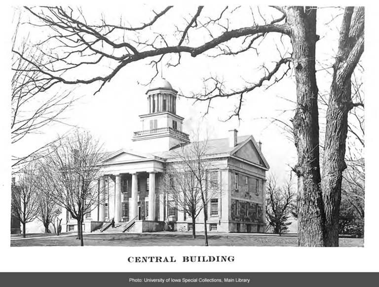 black and white photo of the old capitol.