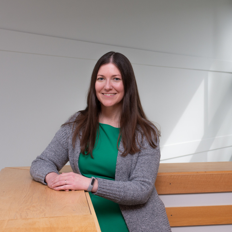 Photo of Amy Koopmann in the Law Library.