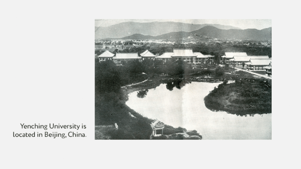 Historic Arial photo of Yenching University, located in Beijing, China